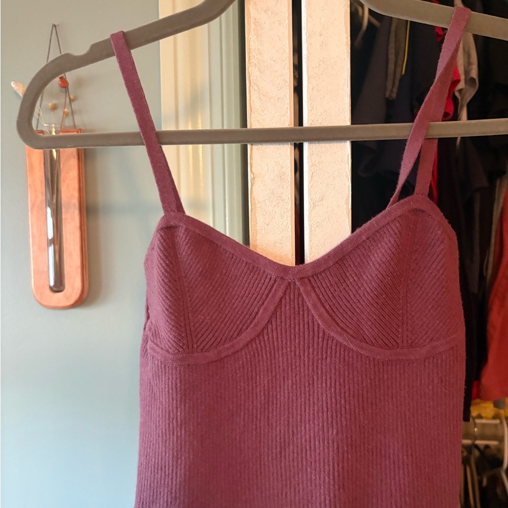 Madewell Ribbed Knit Top in Mauve